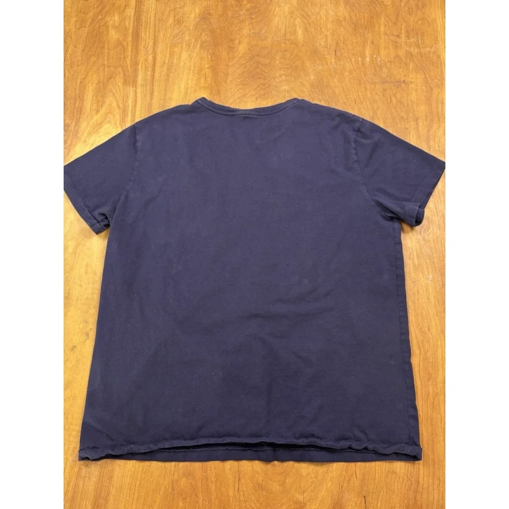 Mens Polo Ralph Lauren V Neck Short Sleeve Tee‎ Shirt Blue Red Horse Size L